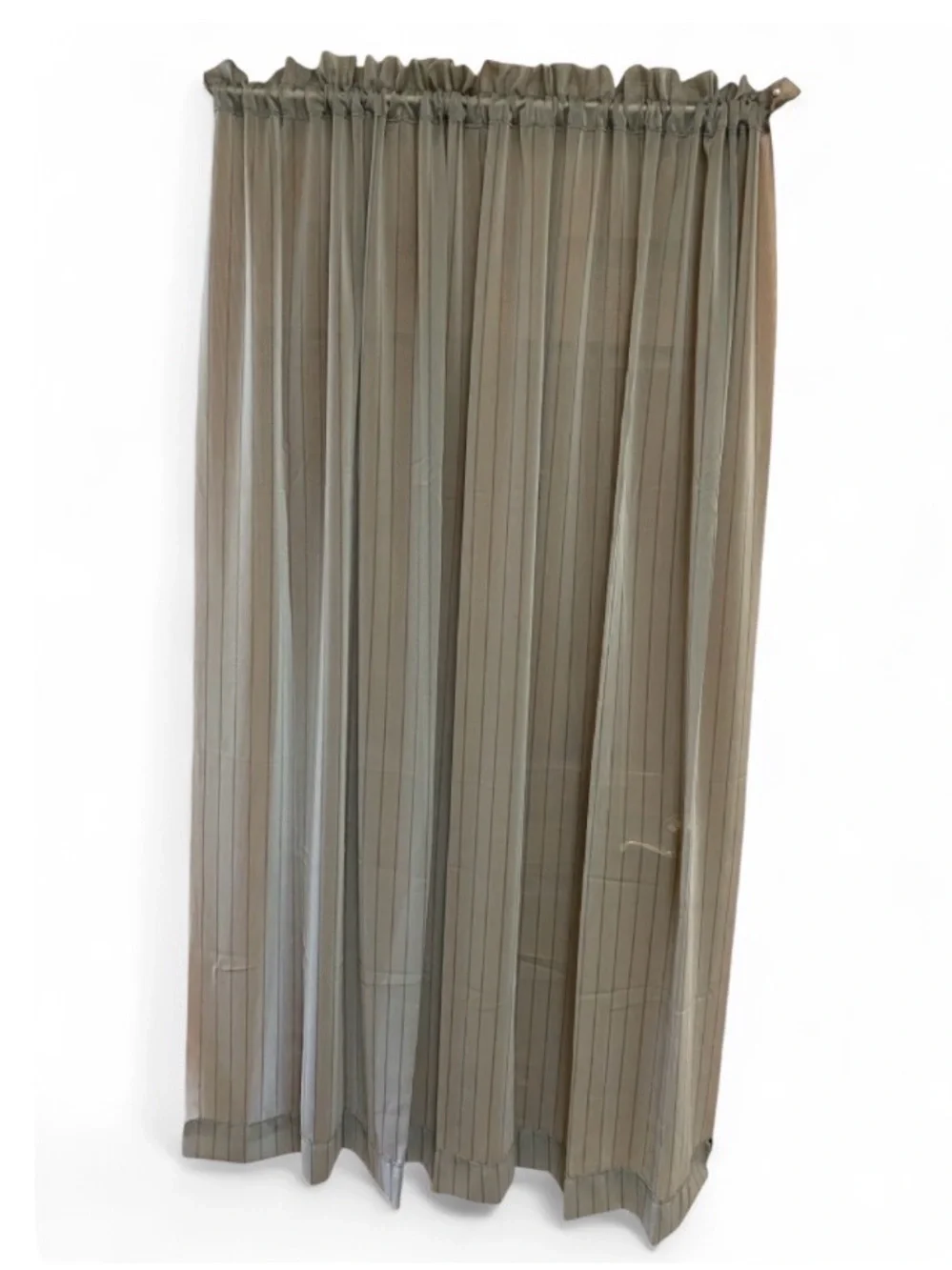 Makenzie Voile Sheer Curtains 4 Panels 54Wx63L Slate Gray Pinstripe Rod Pocket
